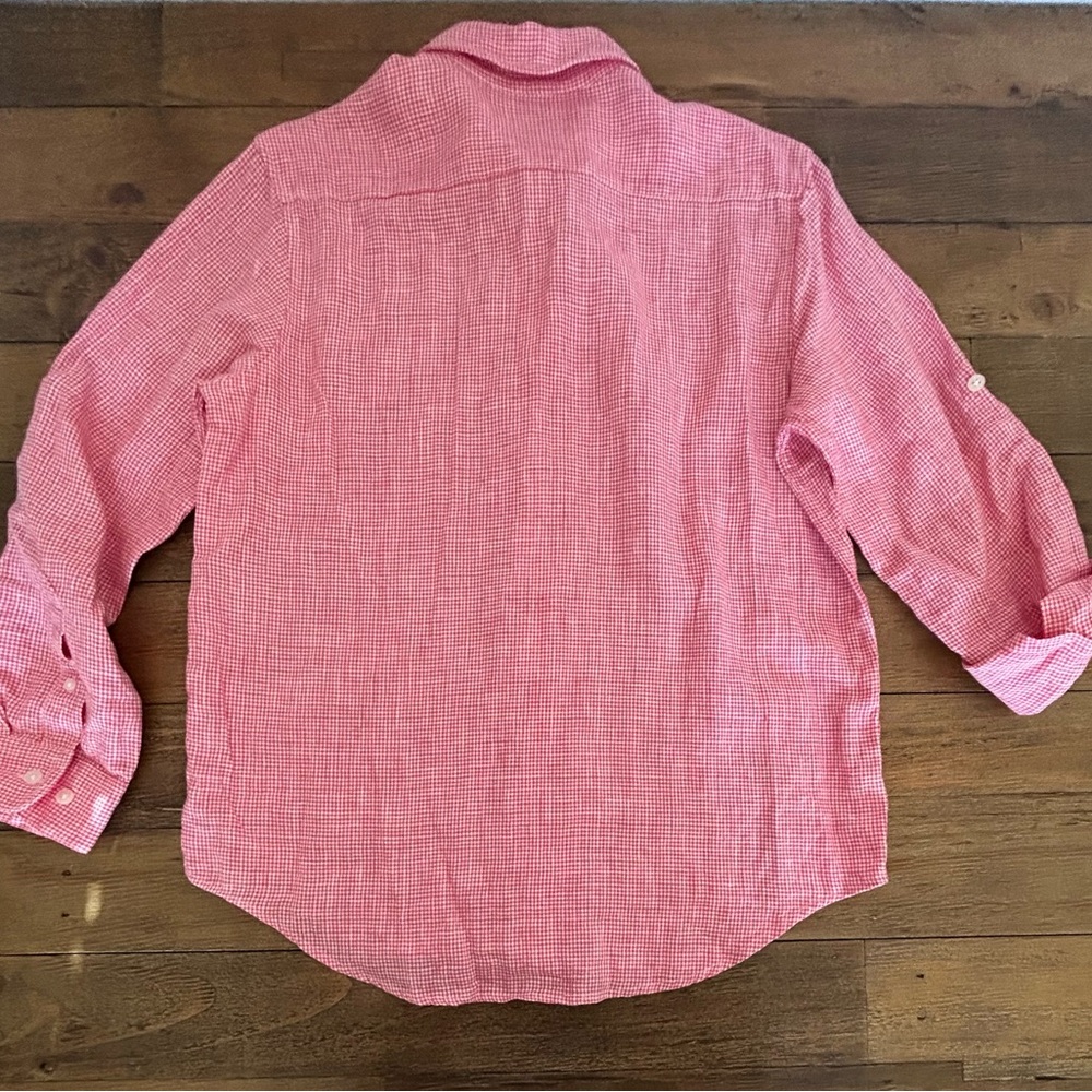 Pendleton Red Plaid Button Down Shirt 100% Linen - image 2